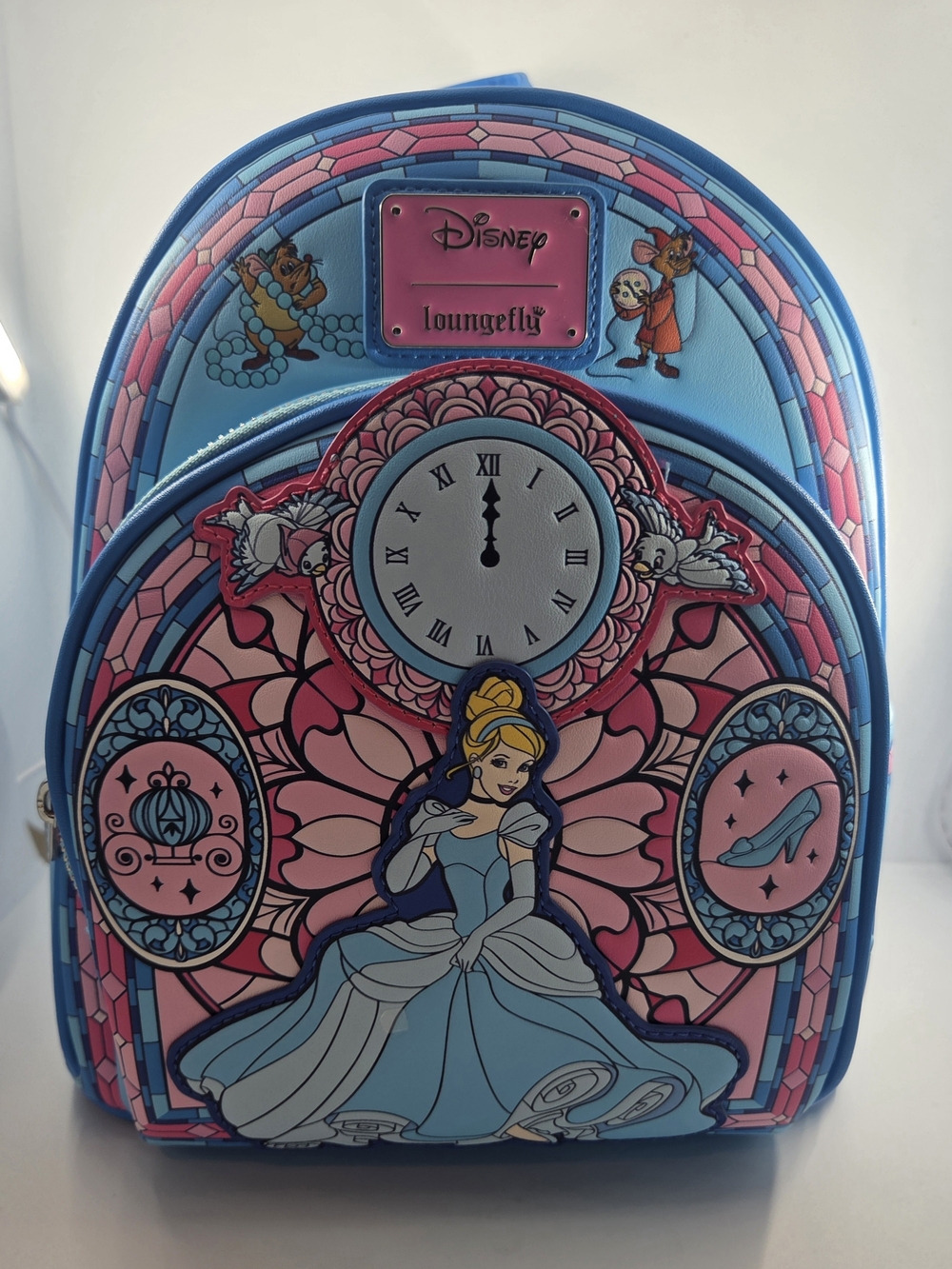 Loungefly Disney Cinderella Stained Glass Mini Backpack in Blue and Pink
